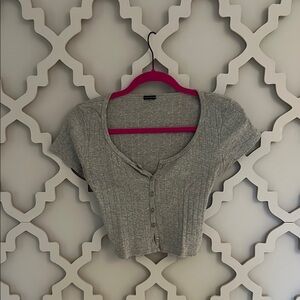 Brandy Melville Gray Cap Sleeve Crop Top